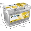 Kép 2/5 - Varta Dynamic AGM 70Ah jobb+ 570901076K262 akkumulátor