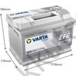 Kép 2/5 - Varta Dynamic EFB 70Ah jobb+ 570500076K262 akkumulátor