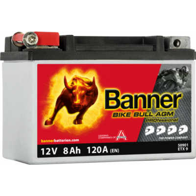 Banner Bike Bull Professional AGM+SLA 12 V 8 Ah bal+ ( ETX9 ) akkumulátor