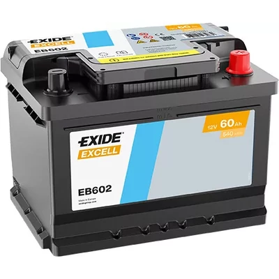 EXIDE Excell 60Ah jobb+ EB602 akkumulátor