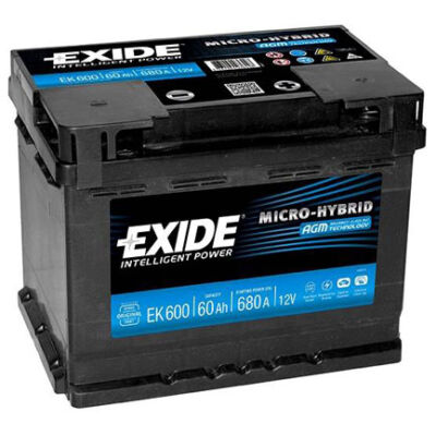 EXIDE AGM 60Ah jobb+ EK600 akkumulátor