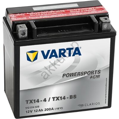 Varta Powersports AGM 12Ah TX14-4/TX14-BS akkumulátor 512014020I314
