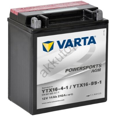 Varta Powersports AGM 14Ah YTX16-4-1/YTX16-BS-1 akkumulátor 514901022A514