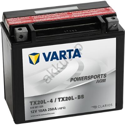 Varta Powersports AGM 18Ah TX20L-4/TX20L-BS akkumulátor 518901025I314