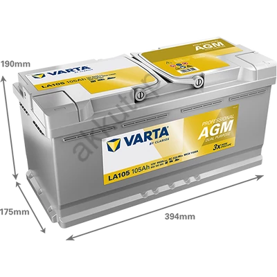 Varta Professional Dual Purpose AGM 105Ah jobb+ munka akkumulátor 840105095K312
