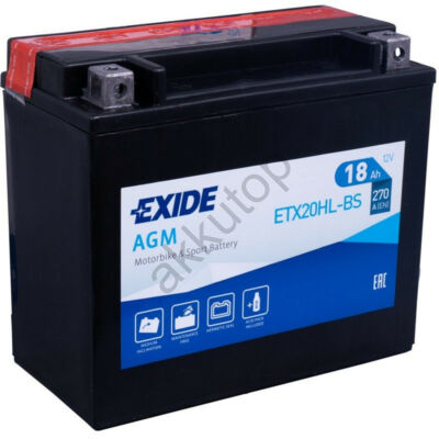 Exide 12V 18Ah AGM jobb+ ETX20HL-BS akkumulátor