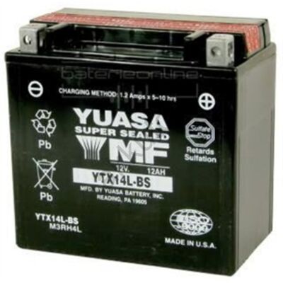 YUASA 12V 12Ah YTX14L-BS jobb+ AGM akkumulátor